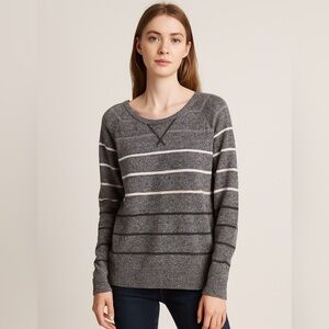Poof! Charcoal and Cream Striped Sweater